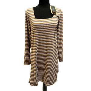 NWT VERO MODA CREAM PURPLE LONG SLEEVE RIBBED DRESS